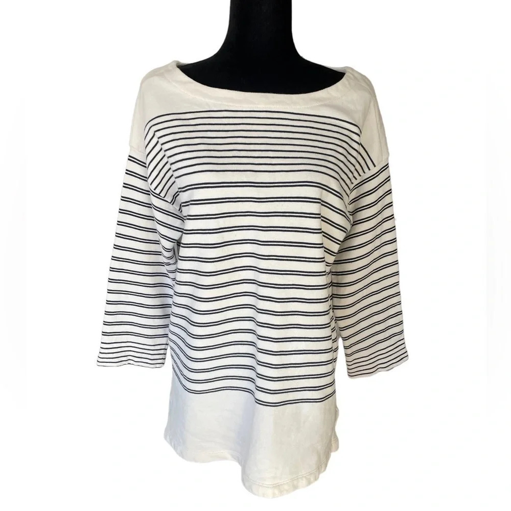Vince Nautical Striped Cotton Pullover Large